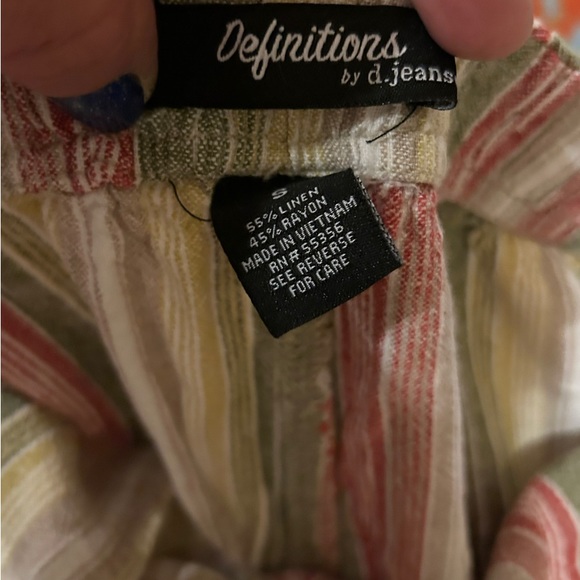Linen Shorts multicolored striped with pockets - Picture 4 of 5